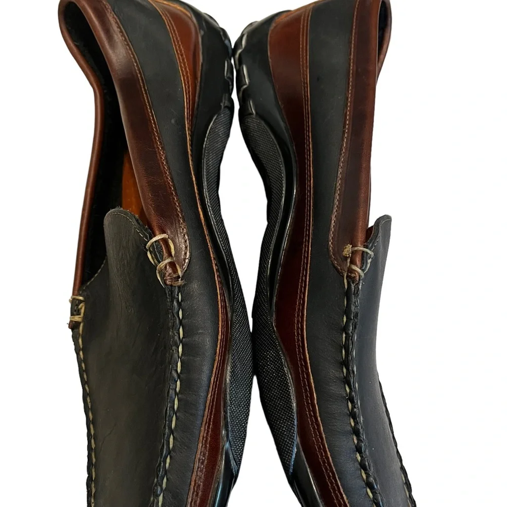 Allen Edmonds Two-Tone Black and Brown Leather Slip-On Loafer